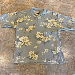 Tommy Bahama Tropical Print Short Sleeve Polo Golf  Shirt Lg